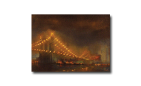 Janet Cook, 'Brooklyn Bridge, Dusk', Oil on Panel